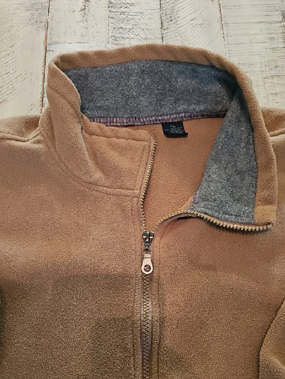 Mens Cozy Full-Zip Fleece Jacket in Camel - Picture 2 of 3